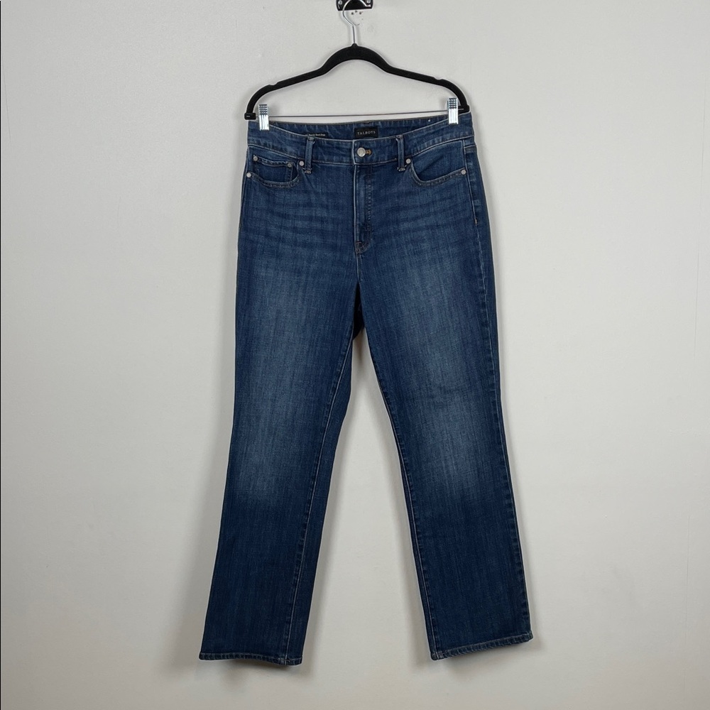Talbots Barely Boot Women's 12 Blue Denim Jeans 5 Pocket Casual Relaxed Fit